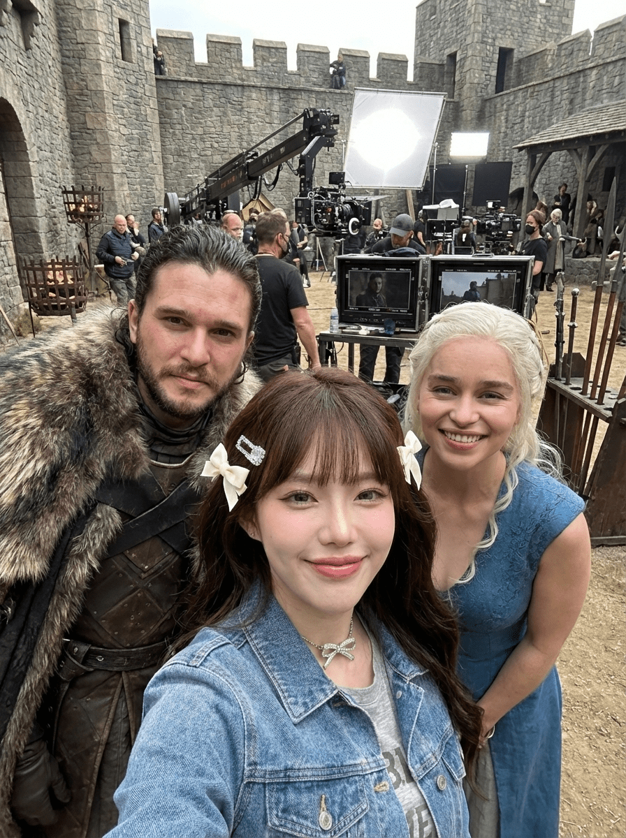 Create a realistic first-person POV selfie as if t